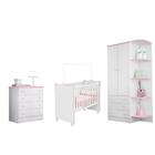 Quarto Infantil Meu Soninho Berço Simples - Branco/rosa - Fde