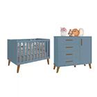 Quarto Infantil Retrô Ayla Com Berço E Cômoda - Reller Móveis