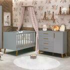Quarto Infantil Retrô Ayla Com Berço E Cômoda - Reller Móveis