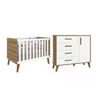 Quarto Infantil Retrô Ayla Com Berço E Cômoda - Reller Móveis