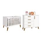 Quarto Infantil Retrô Ayla Com Berço E Cômoda - Reller Móveis