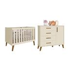 Quarto Infantil Retrô Ayla Com Berço E Cômoda - Reller Móveis