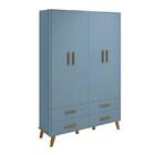 Quarto Infantil Retrô Ayla Com Guarda Roupa E Cômoda - Reller