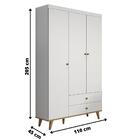 Quarto Infantil Retrô Guarda Roupa 3 Portas Lígia Cômoda Com