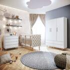 Quarto Infantil Retrô Guarda Roupa 3 Portas Lorena Cômoda 4 G