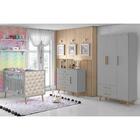 Quarto Infantil Retrô Guarda Roupa 3 Portas Ludmila Cômoda Co