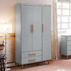 Quarto Infantil Retrô Guarda Roupa 3 Portas Ludmila Cômoda Co