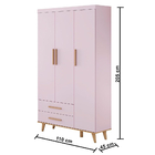 Quarto Infantil Retrô Guarda Roupa 3 Portas Ludmila Cômoda Co