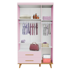 Quarto Infantil Retrô Guarda Roupa 3 Portas Ludmila Cômoda Co