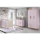 Quarto Infantil Retrô Guarda Roupa 3 Portas Ludmila Cômoda Co