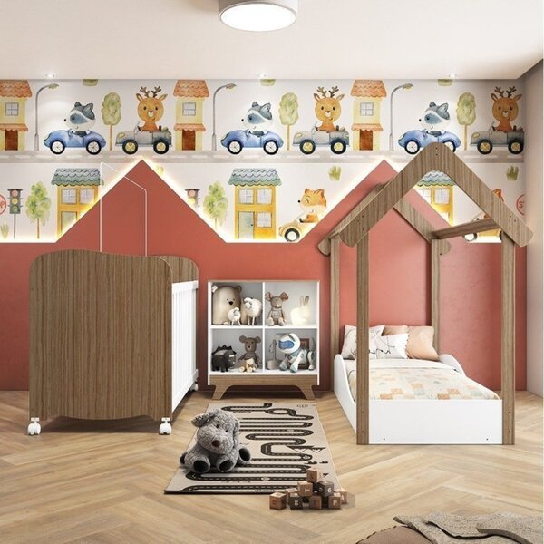 Quarto Irmãos Com 1 Minicama Montessoriana 1 Berço Americano