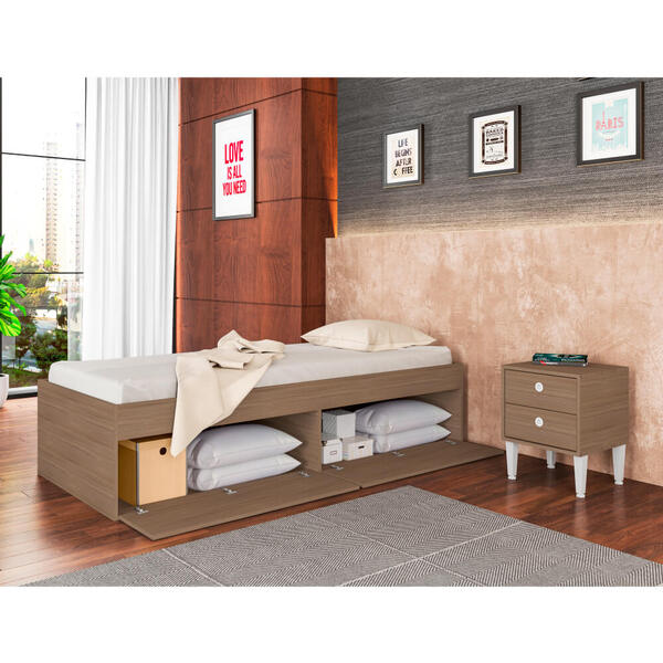 Quarto Juvenil Cama Tókio 4 Portas E Criado Mudo - Montana