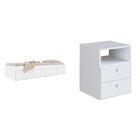 Quarto Juvenil Com Cama E Mesa De Cabeceira 80 Tókio Branco