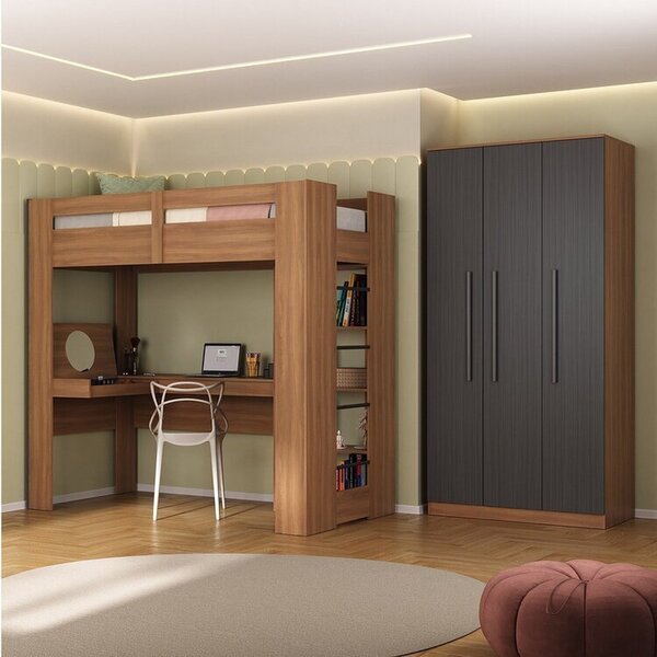 Quarto Juvenil Completo Com Beliche E Sapateira Seul Espresso