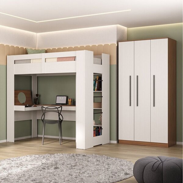 Quarto Juvenil Completo Com Beliche E Sapateira Seul Espresso