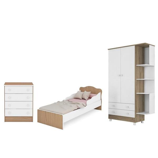 Quarto Juvenil Completo Doce Sonho Com Mini Cama Carvalho