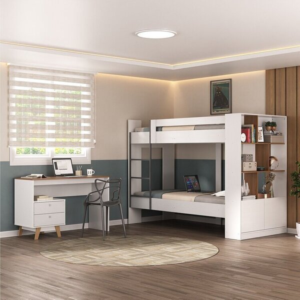 Quarto Juvenil Completo Zest Com Beliche E Escrivaninha 2 Gav