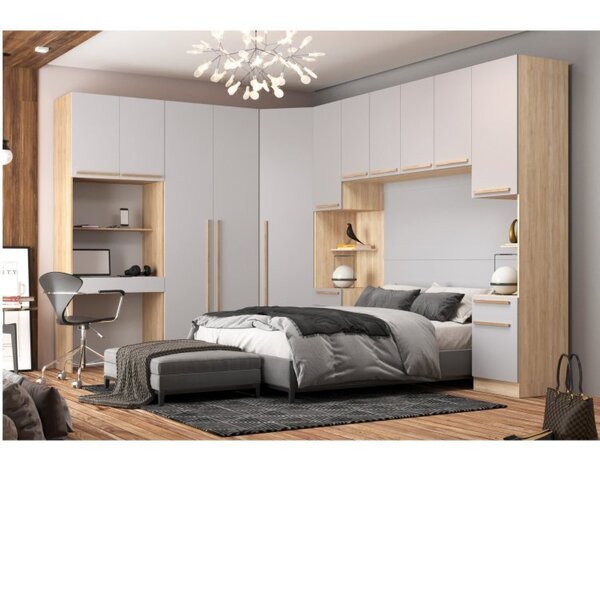 Quarto Modulado 2 Guarda Roupas 2 Mesas De Cabeceira 2 Módulo