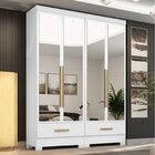 Quarto Modulado 2 Peças 4 Portas 2 Gavetas Com Espelhos Smart