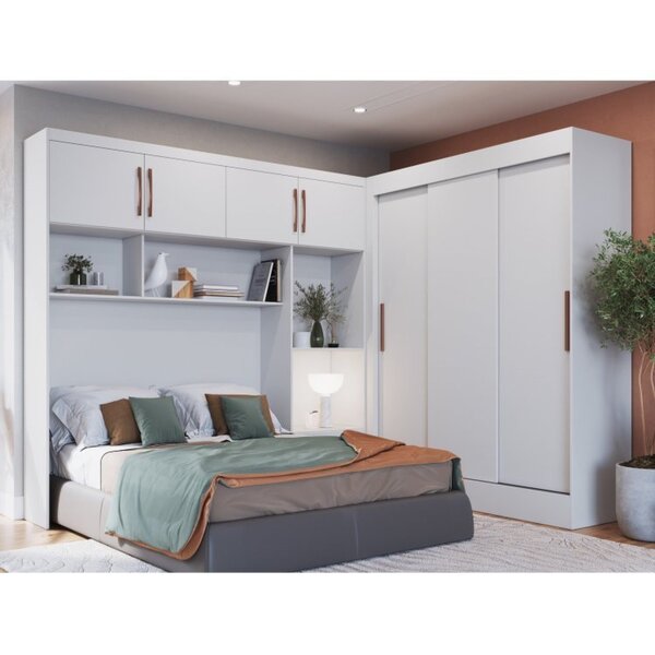 Quarto Modulado Casal 2 Peças Guarda Roupa 3 Portas 2 Gavetas
