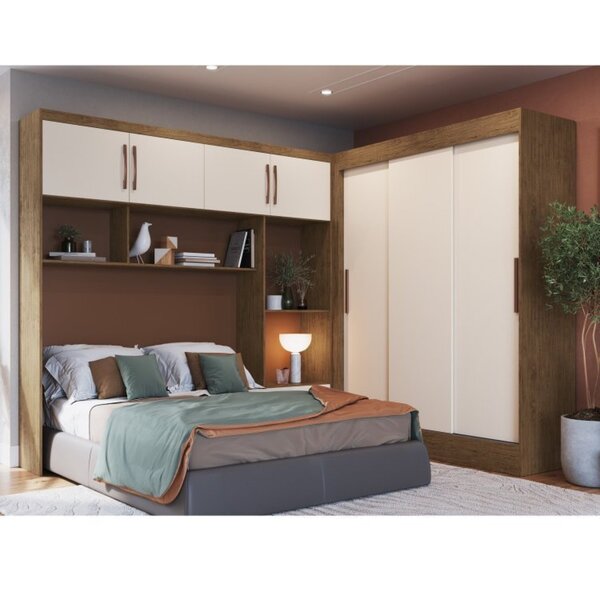 Quarto Modulado Casal 2 Peças Guarda Roupa 3 Portas 2 Gavetas