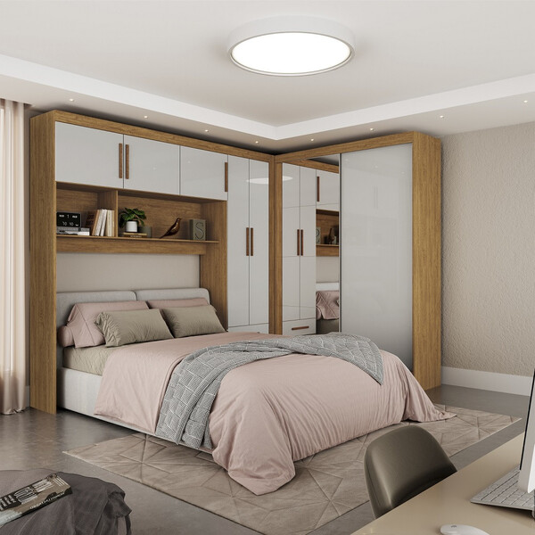 Quarto Modulado Casal Com Espelho 7 Portas Belém Plus Carioca