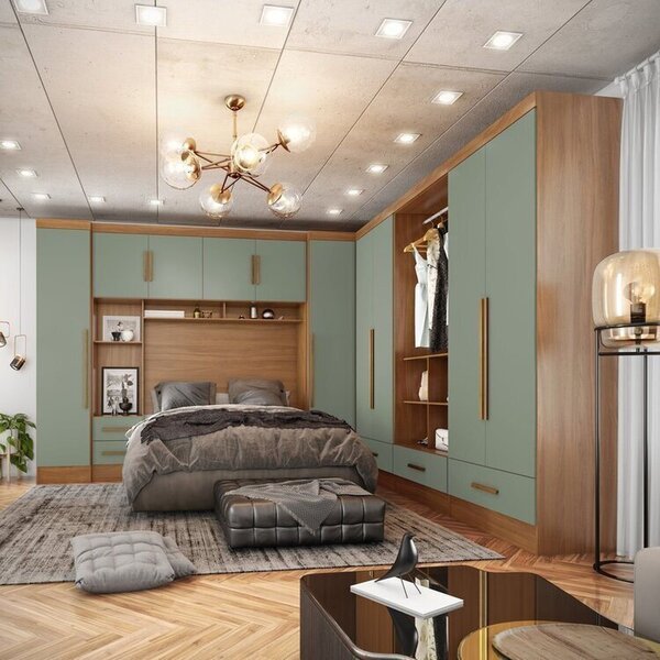 Quarto Modulado Casal Completo 6 Peças 6 Portas 5 Gavetas Com