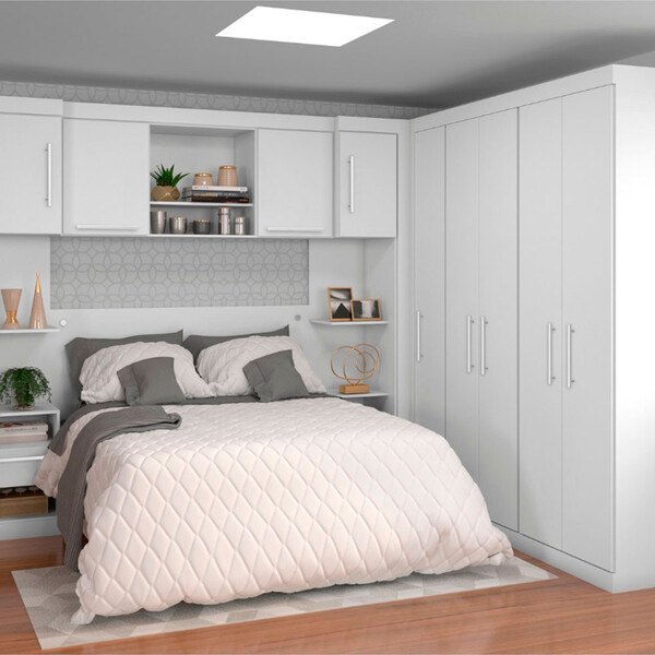 Quarto Modulado Casal De Canto 9 Portas 4 Gavetas Com Ponte D