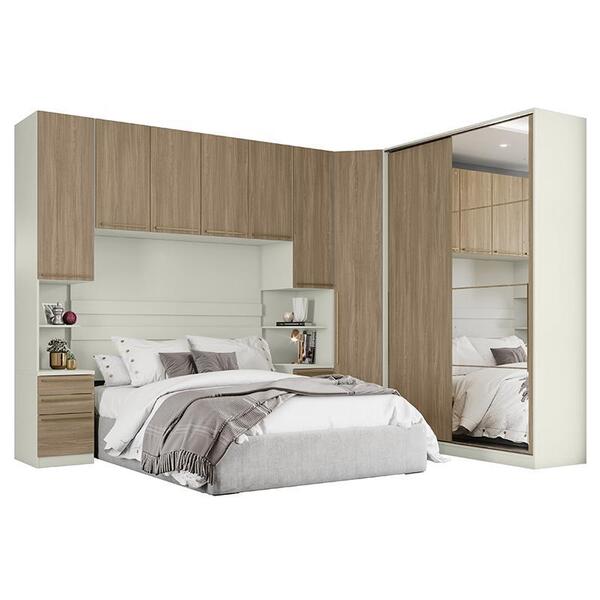 Quarto Modulado Casal Seletto 5 Peças 2 Portas Deslizante Com