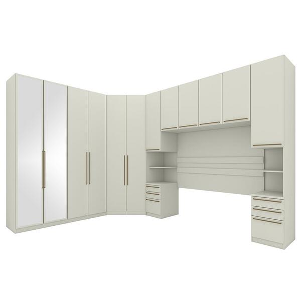 Quarto Modulado Casal Seletto 6 Peças Com Espelho - Móveis He