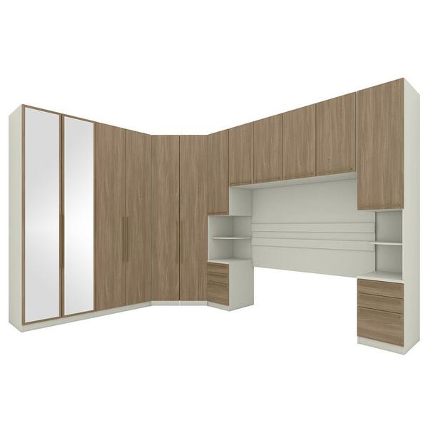 Quarto Modulado Casal Seletto 6 Peças Com Espelho - Móveis He