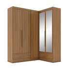 Quarto Modulado De Canto 3 Peças 5 Portas 2 Gavetas Com Espel