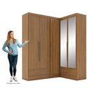 Quarto Modulado De Canto 3 Peças 5 Portas 2 Gavetas Com Espel