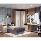 Quarto Modulado Elegance Solteiro 3 Portas - Carvalho/off Wh