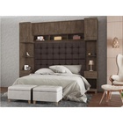 Quarto Modulado Gold Casal com Criado Mudo Cabeceira Armário