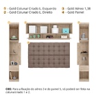 Quarto Modulado Gold Casal com Criado Mudo Cabeceira Armário