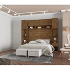 Quarto Modulado Gold Casal com Criado Mudo Cabeceira Armário