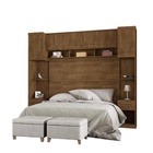 Quarto Modulado Gold Casal com Criado Mudo Cabeceira Armário