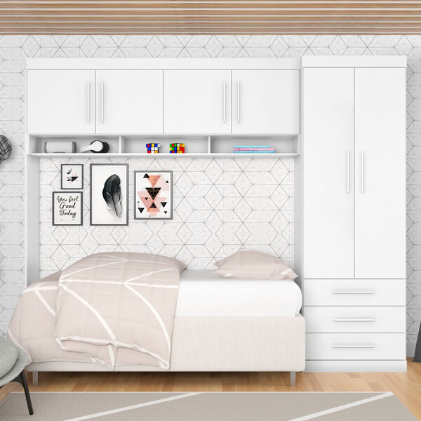 Quarto Modulado Juvenil 6 Portas 3 Gavetas Star Poliman Móveis