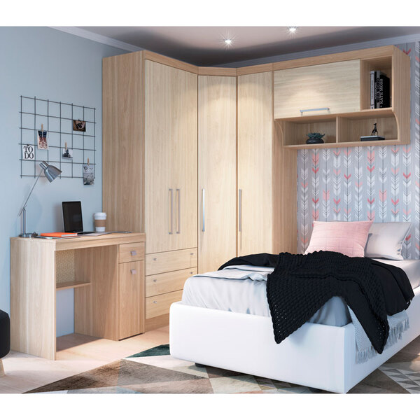 Quarto Modulado Solteiro 5 Peças Infinity-castro - Nogueira