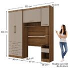 Quarto Modulado Solteiro Com Guarda-roupas Maleiro E Cabeceir