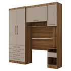 Quarto Modulado Solteiro Com Guarda-roupas Maleiro E Cabeceir