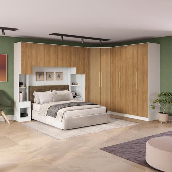 Quarto Modular Kappesberg Adapt Branco/nogueira 8 Peças 357cm