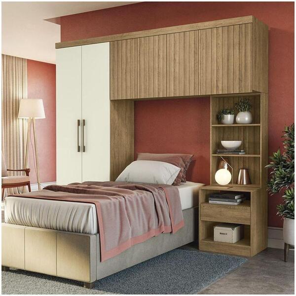 Quarto Modular Prisma Freijó/off White 5 Peças