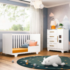 Quarto Montado Cômoda + Berço Multifuncional Branco Top Branco