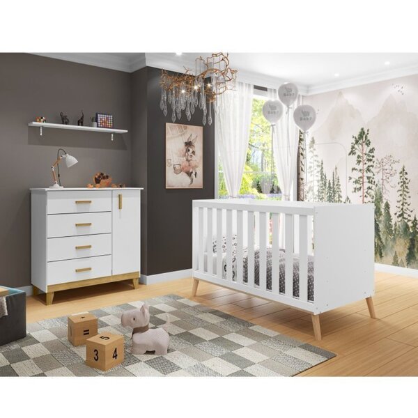 Quarto Para Bebê 1 Berço Americano Lecce 1 Cômoda 1 Porta 4 G