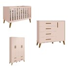 Quarto Para Bebê Completo Berço Retrô Com Cômoda E Guarda Rou