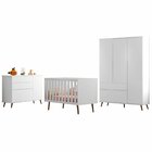Quarto Para Bebê Completo Melinda Com Roupeiro Cômoda E Berço