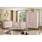 Quarto Para Bebê Completo Melinda Rosê Com Roupeiro, Cômoda E