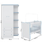 Quarto Para Bebê Guarda Roupa E Berço Doce Sonho Branco E Azu